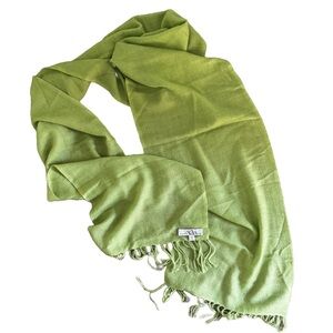 Kate Kanyon Hand Woven Green Fringe Cashmere Scarf Nepal